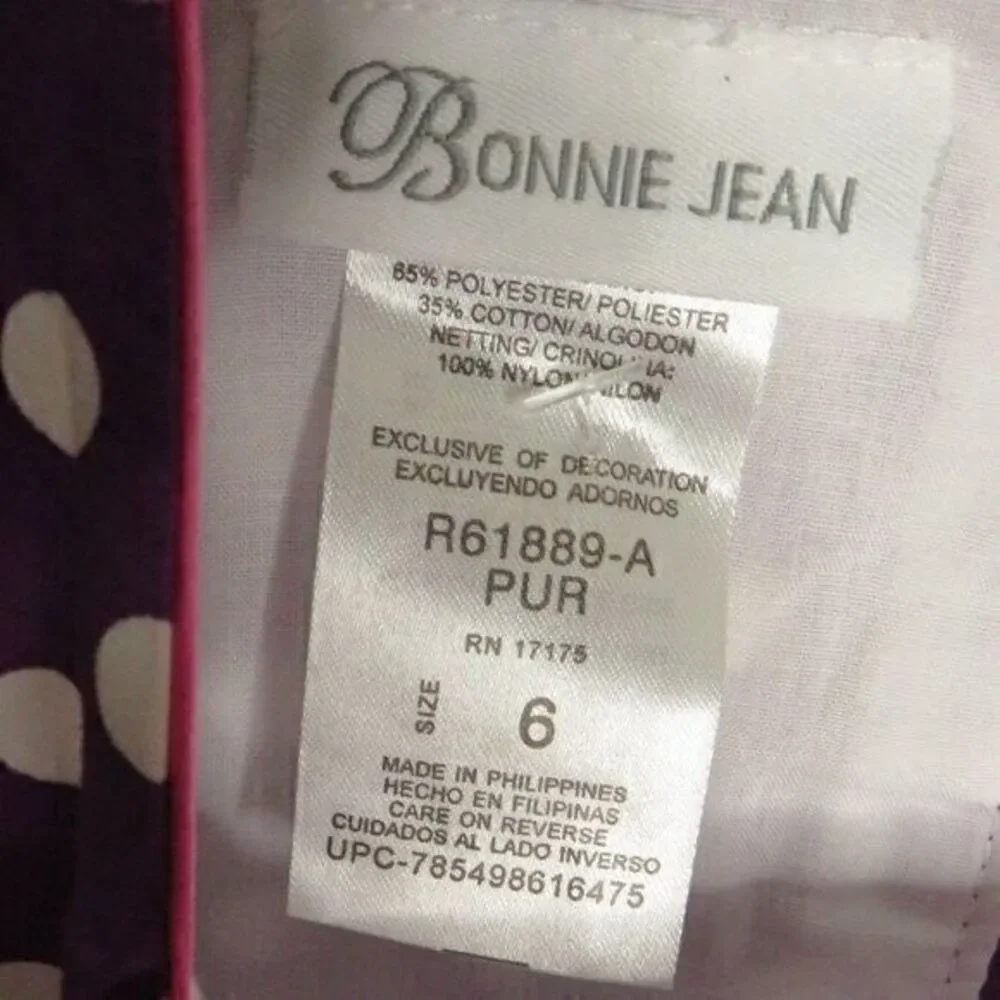 Bonnie Jean Purple Dot‎ floral Dress sz 6 nwt